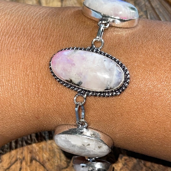 Rainbow Pink Moonstone Bracelet 6 1/2” - 7” - Picture 8 of 10